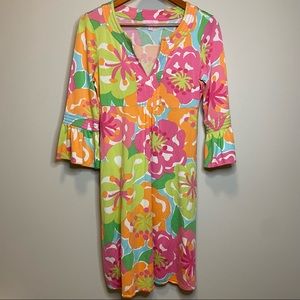 LILLY PULITZER Petunia In Paradise Floral Print Silk Blend Dress - Size M